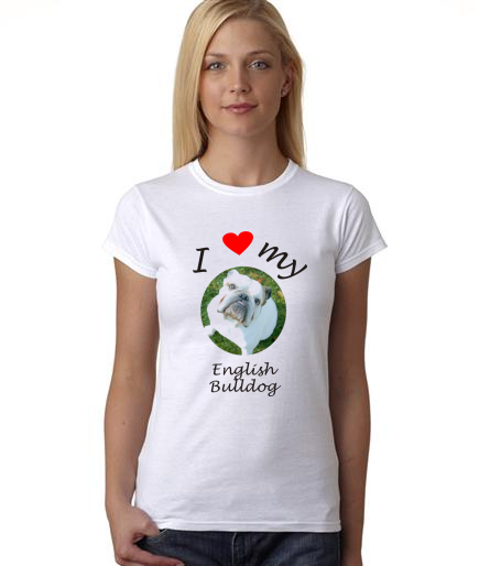 Dogs - I Heart My Bulldog on Womans Shirt